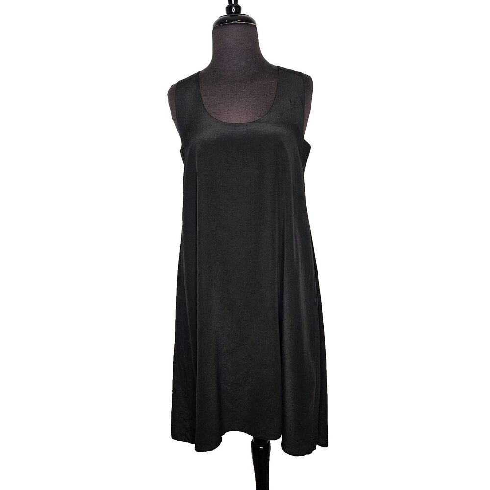 CLUB MONACO Black Silk Mini Dress Size 4 Sleeveless A-Line Minimalist Clean Girl